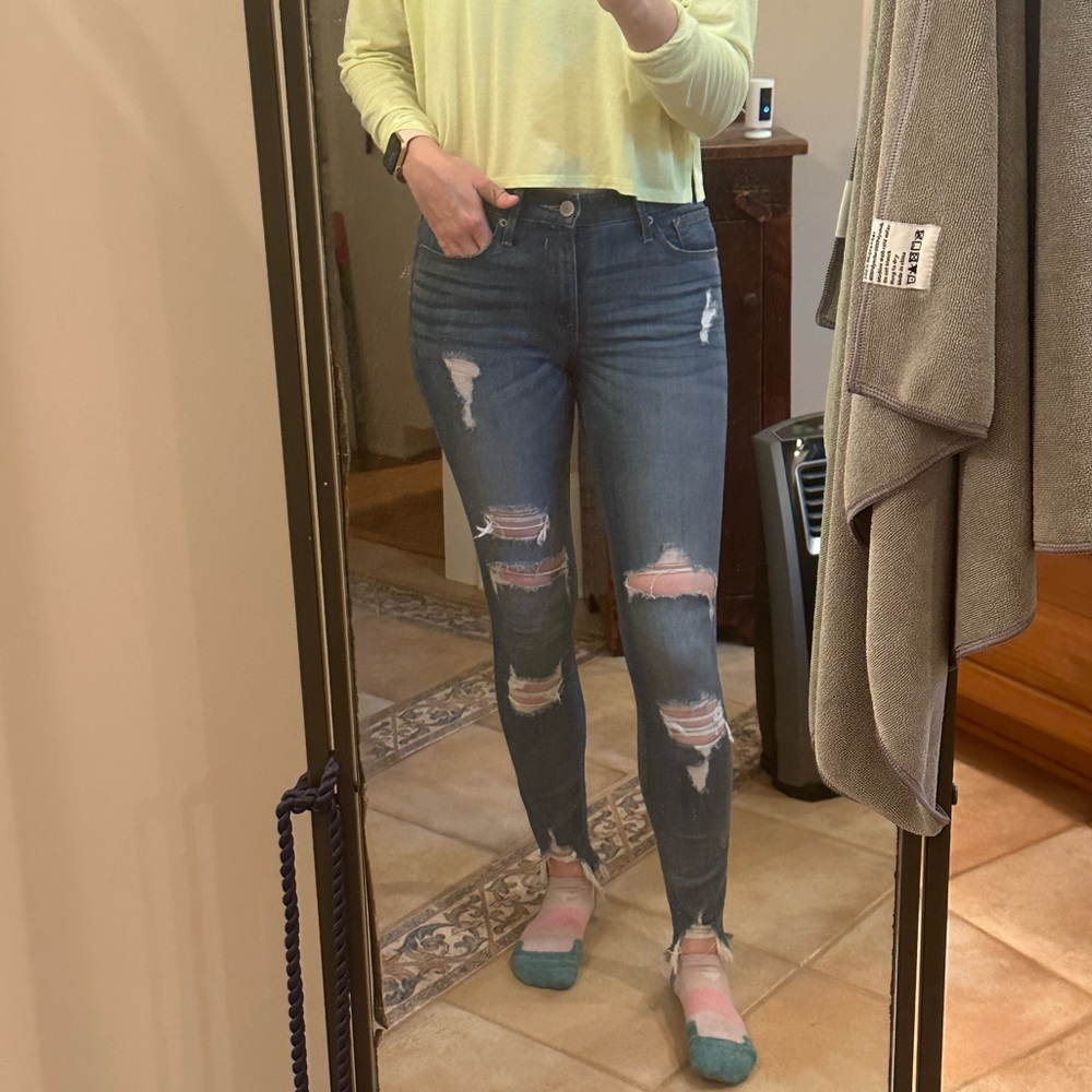 Express Stretch+ Performance Distressed Mid-Rise … - image 1